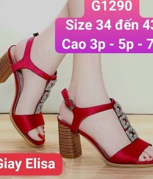 G1290 - Giày Elisa Kim Cương – Màu đen – Màu đỏ
